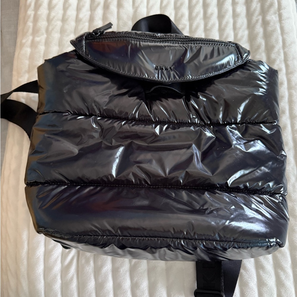 DKNY Glossy Black Logo Backpack
